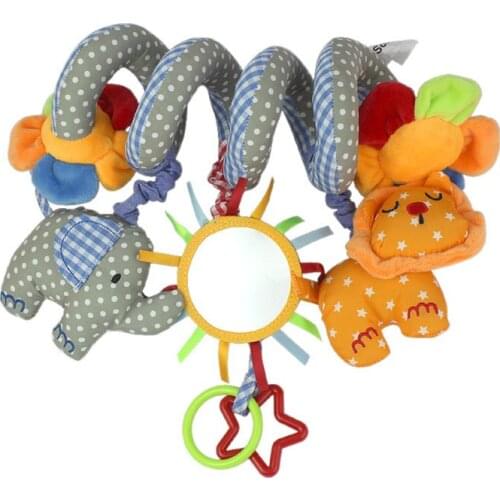 10PC Baby Rattle Stuffed Plush Doll Magic Mirror Musical Sound Car Bed hanging Toys Bell Ring Infant Elephant Lion Pink Butterf