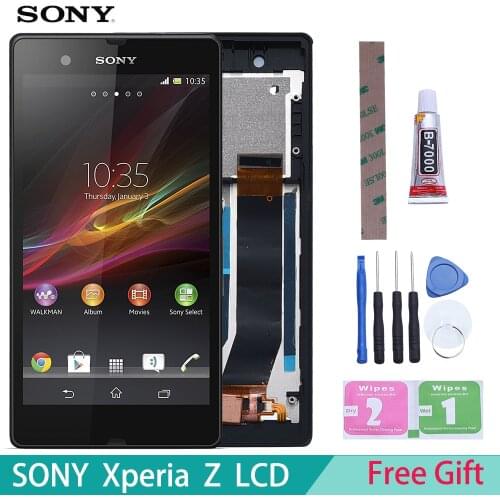 5'' ORIGINAL Display For SONY Xperia Z LCD Touch Screen With Frame For SONY Xperia Z Display Replacment L36H C6603 C6602 C6606