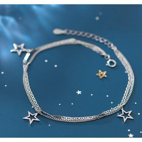 Modian Bright Stars Double Layer Bracelet for Women Sterling Silver 925 Fashion Line Chain Bracelet Fine Jewelry 2020 Summer