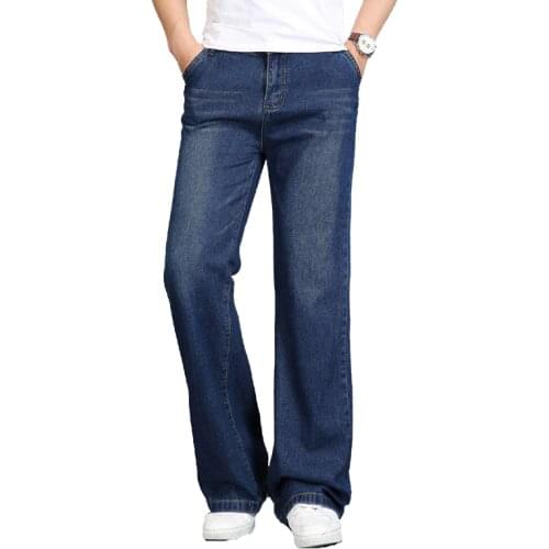 Jeans for Men 2020 Summer New Thin Section Large size Micro Bell pants Mens Dark Blue Classic Flare pants Biker jeans
