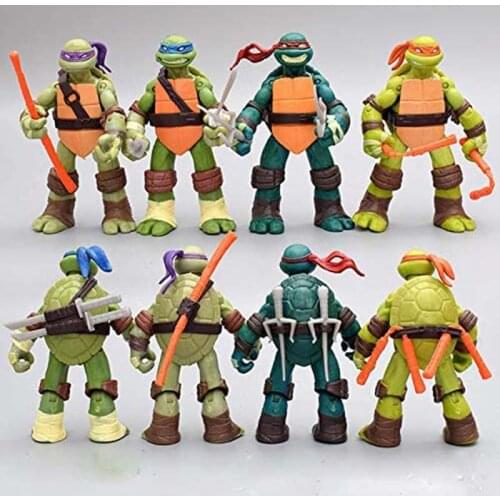 Teenage Mutant Ninja Turtles Action Figures Set 4pcs with Movable Joint Anime Models Collection Desktop Decor Kids Gifts 5 Inch