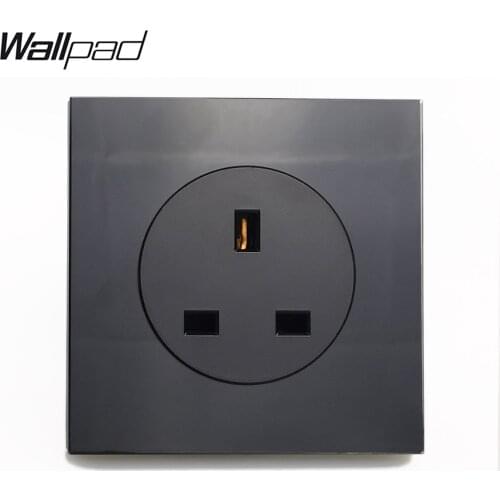Wallpad L6 UK 13A Electric Wall Socket 3 Pin Power Outlet Black Tempered Glass Panel