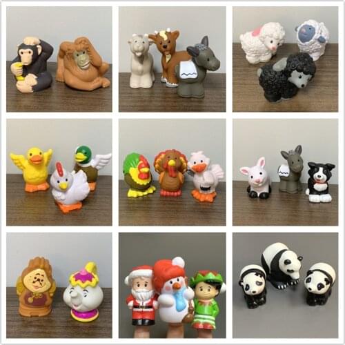 Fisher Little 2" mini People Duck Chick Sheep Goat Donkey Panda Animals Cartoon Toys Christmas Gift