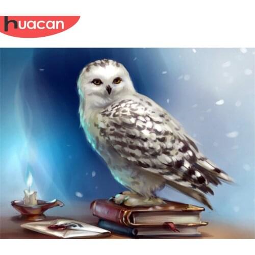 Huacan Mosaic Owl Diamond Embroidery Wall Art Square Animal Cross Stitch Diamond Painting Bedroom Decor Needlework Gift Festive