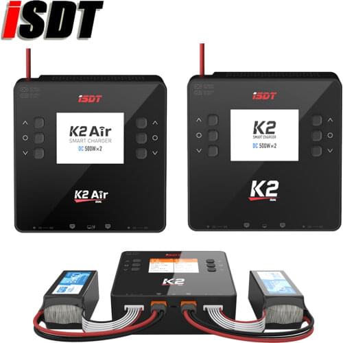 ISDT K2 AC 200W/DC 500W Dual Channel Smart Battery Balance Charger For Lilon LiPo LiHV NiMH Pb RC PFV Drone Car Truck Toys