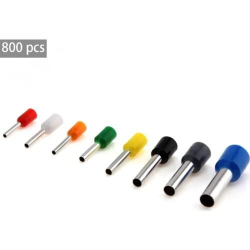 800Pcs Assorted Full Insulated Fork U Type Set Terminals Connectors Assortment Kit AWG 10 -22 for Electrical Crimp Spade Ring