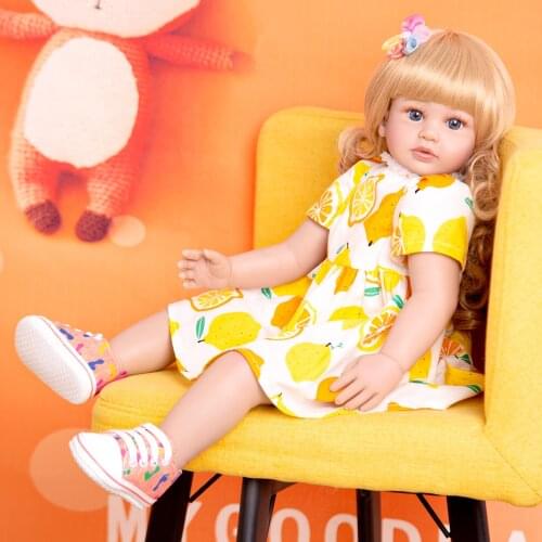 Big 60cm real baby size Reborn toddler girl doll silicone vinyl limbs reborn baby doll with gold hair children gift toys
