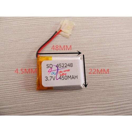 Best battery brand 3.7V polymer lithium battery 452248 MP3 recorder wireless headset 450mAH