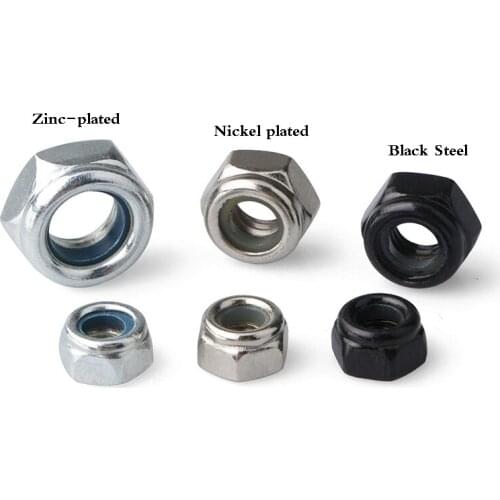 M2 M2.5 M3 M4 M5 M6 M8 M10 M12 304 Stainless Steel Carbon Steel Black Zinc-plated Hex Nylon InsertLock Nut Self-locking