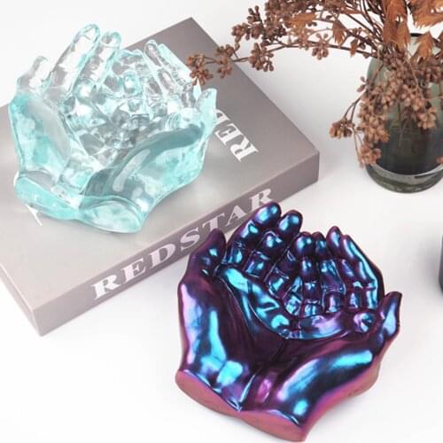 Two-hand Model Hand Storage Dish Ashtray Mirror Silicone Mold For DIY Crystal Epoxy Resin Home Decoration Handmade Concrete Mold