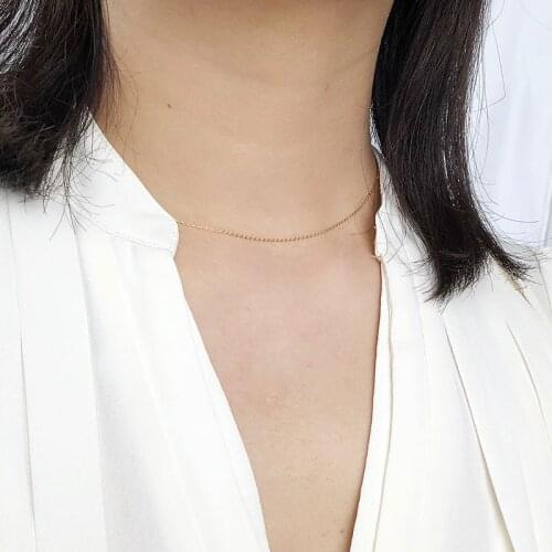 Domino Handmade Flat Drawn Delicate Necklace suitable for everyday wear Minimal Jewelry Ultramicroid simple clavicular chain