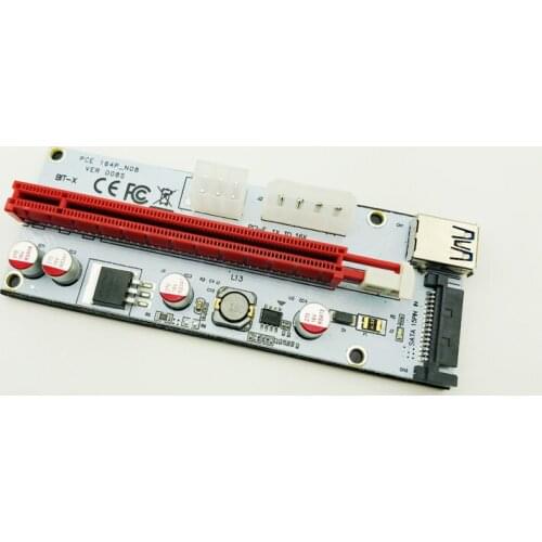 NEW Riser 008S PCI Express 1X to 16X Adapter Riser Card USB 3.0 Cable SATA to 6Pin Power Cable for Bitcoin Miner Antminer Mining