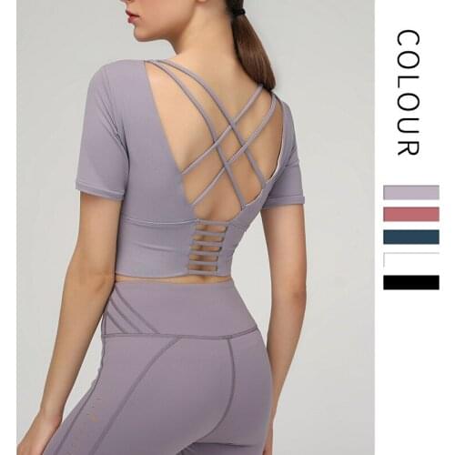 Yoga Clothing Top Womens Short-Sleeved Beauty Back Womens Clothing Breathable Slim Short