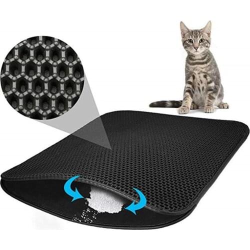 Pet Cat Litter Mat Waterproof EVA Double Layer Cat Litter Trapping Pet Litter Box Mat Clean Pad Products For Cats Accessories