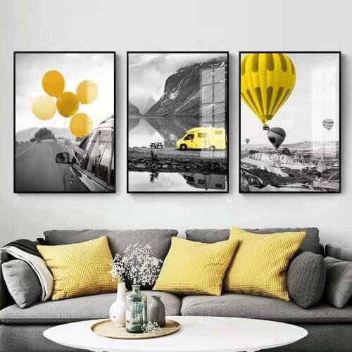 Living Room Landscape Decoration Painting Black And White Triptych Restaurant Painting Modern Industrial Mural