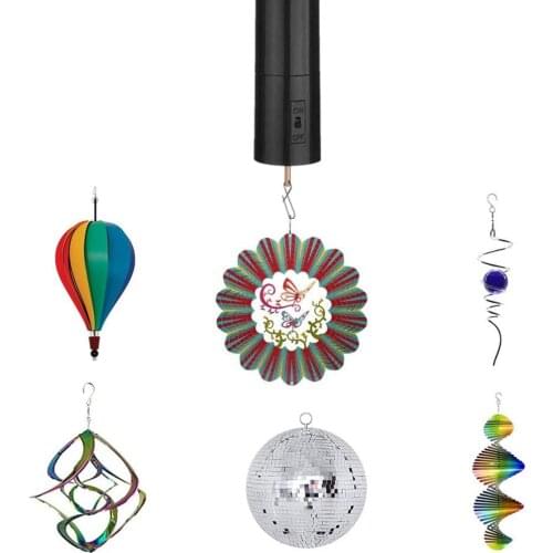 Hanging Display Metal Rotating Black Wind Spinner Motor Home Miniature Driven Wind Chime Wing Bell Motor Ornament Decoration