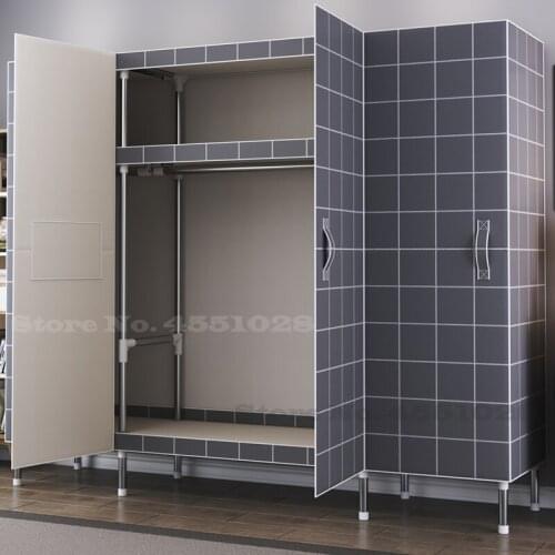 Aluminum alloy Fully enclosed Cloth Closet with Free Door Wardrobe Durable Garment Storage Clothing Organizer Storage Shelf