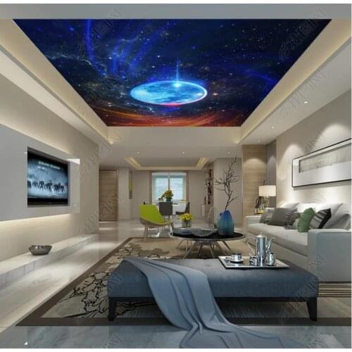 Custom photo wallpaper 3d ceiling wallpaper murals Star sky moon sky ceiling mural for living room wall papers home decoration