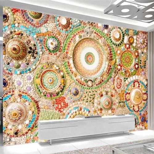 Custom Mural Wallpaper European Style Retro Bohemian Tiles Murals Living Room Restaurant Background Wall Decor Papel De Parede