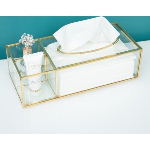 Luxury Glass Tissue Box Holder Nordic Desktop Napkin Case Organizer Remote Control Cosmetic Storage Box
