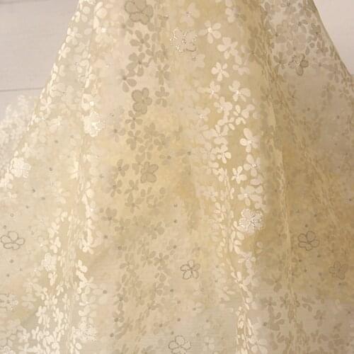 High quality Chiffon fabric Light beige Flower fabric Beautiful clothing, dress, veil, formal attire tissu