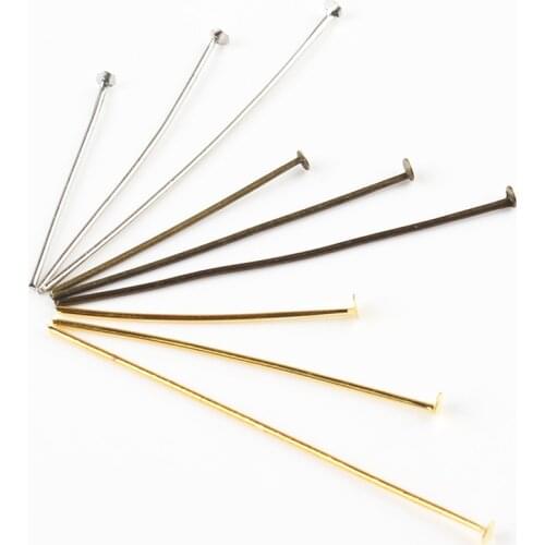 200pcs Flat Head Pins Gold Silver Color Rhodium Metal Headpins For Jewelry Findings Making DIY Accessories Supplies 20 30 40mm