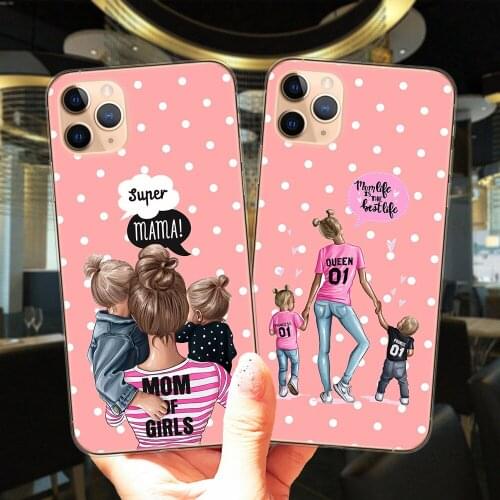 Phone Case For Capa iPhone 12 Mini 11 Pro XS Max 6 6S 8 7 Plus X XR 5S SE 2020 Super Mama Girl Mom Boy Baby Soft Silicone Cover