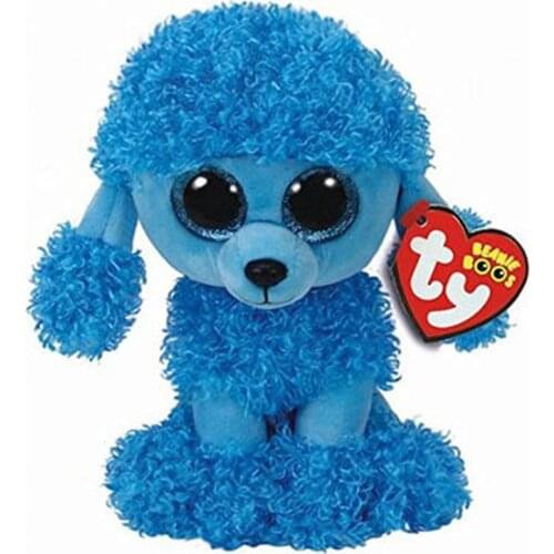 Ty Big Glitter Eyes Blue Poodle Puppy Soft Stuffed Toys Plush Animal Doll Dog Collectible Birthday Christmas Gift For Kids 15CM