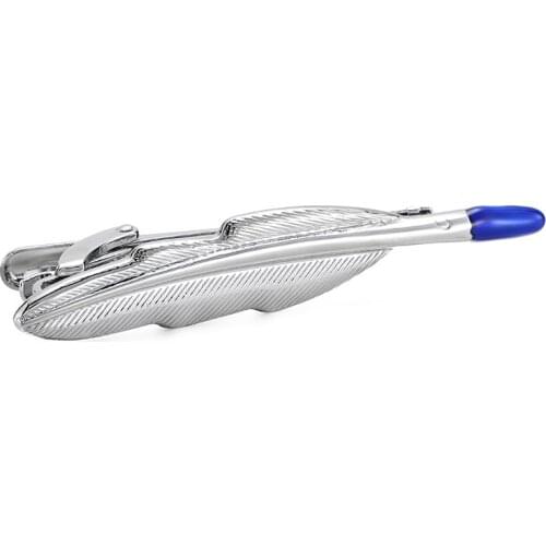 WN classic style men business suit shirt tie clip men fashion clothing accessories hand grind feather shape silvery tie clip
