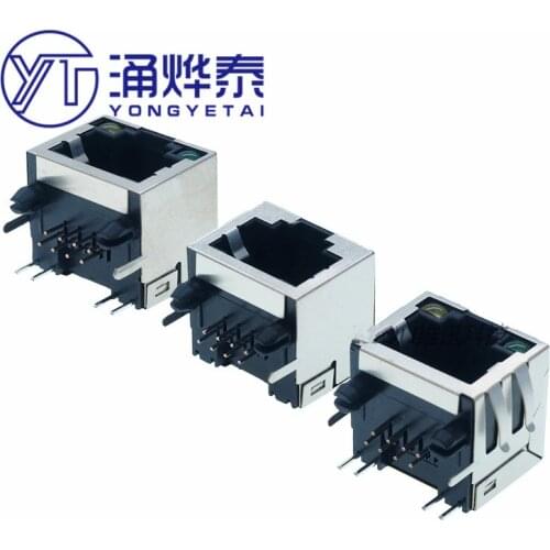 YYT 10PCS RJ45 socket network port 56 8P8C all copper crystal head network cable with shielding lights shrapnel without lights