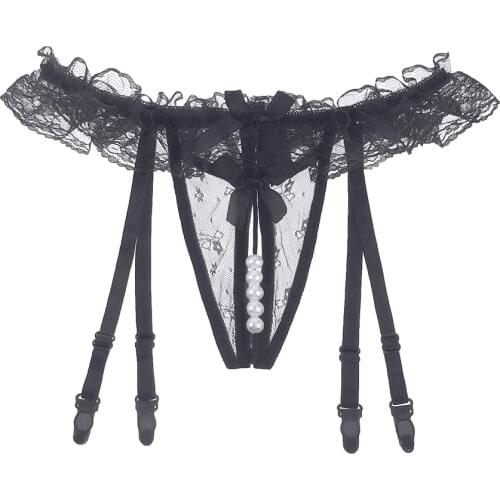 Beading Lace Panties Garters Women Sexy Lingerie Underwear Exotic Accessories G-String Garters