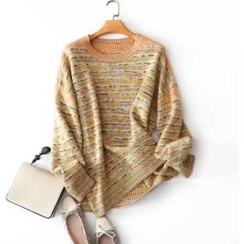 Winter new arrival luxury 100% cashmere oversized sweater women fashion fancy pullovers high quality striped long sleeve jumper