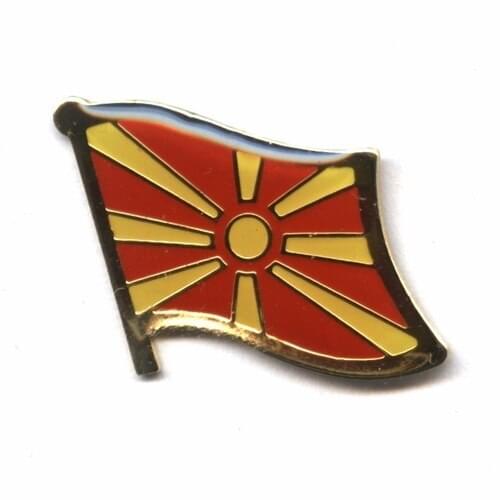Macedonia Country flag lapel pin badge+Iron plated brass+paints+epoxy+butterfly button-Free shipping(350 pcs/lot)