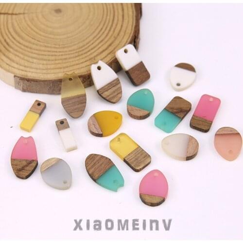 10pc New Design hot-sales Personality Wood And Resin Stitching Irregular Pendant Earrings For Woman Material Jewelry Accessories