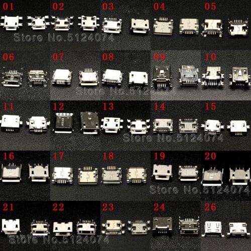 20pcs 24kinds Micro USB female socket MINI Android mobile phone charging Connector Socket Jack MP3/4/5 Lenovo ZTE Huawei Tablet