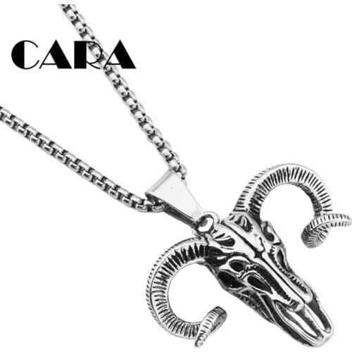2019 New 316L stainless steel antelope Skull necklace Indian Tribes hip hop pendant necklace mens fashion jewelry CAGF0467