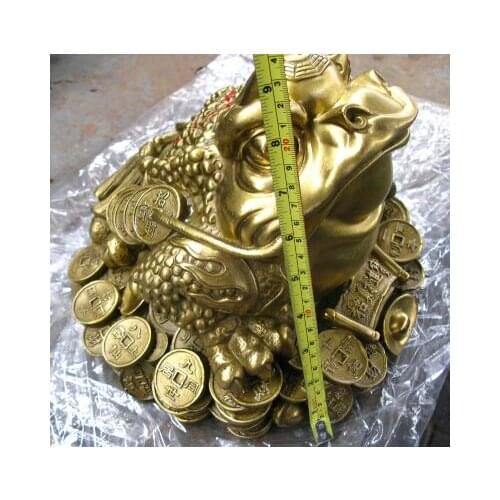 24cm height Feng shui Good Luck Wealth animal golden toad Bronze Statue
