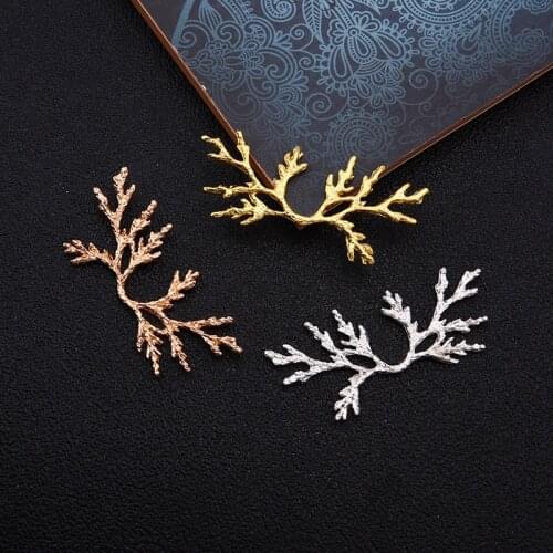 40PCS 54*26mm Fashion Metal Alloy Branch KC Gold Silver Color Gold Branch Connectors Charm For Jewelry Making