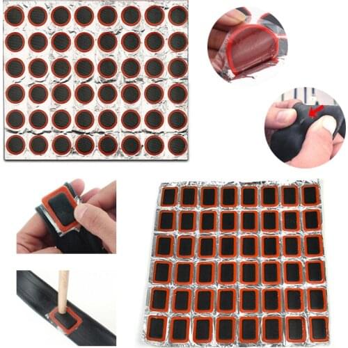 48Pcs Motorcycle Tire Patch Round and Square Rubber Patch Piece Bicycle Bike Tire Tube Puncture Repair Tools 25mm 35mm