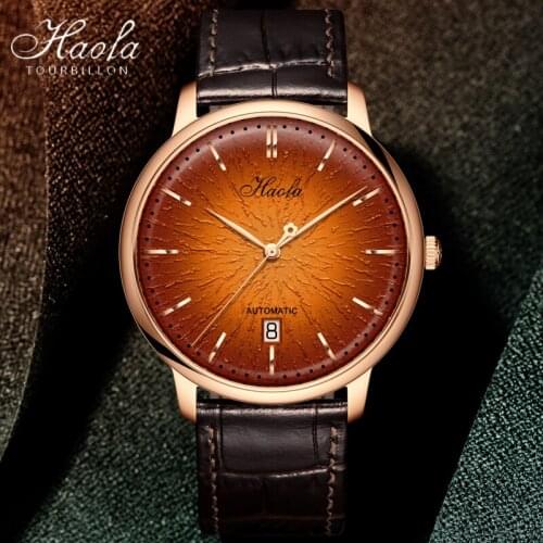 Haofa Automatic Mechanical Movement Wrist Watch For Men Sapphire Day And Date Luxury Man Watches 2021 Fashion Thin reloj hombre