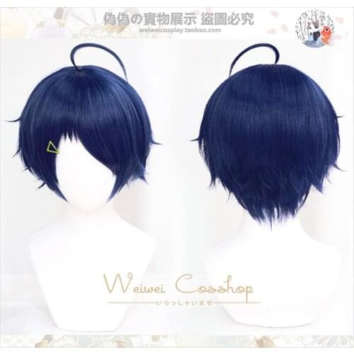 Wonder Egg Priority Ai Ohto Cosplay Wig Dark Blue Short Heat Resistant Synthetic Hair Men Women Party Wig