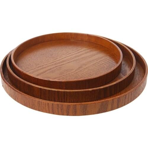 Natural Wooden Round Plate Tea Fruit Food Bakery Serving Tray Dishes Platter New AXYC