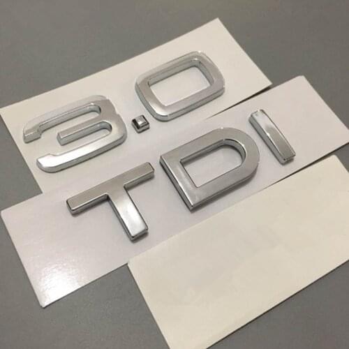 Chrome Silver ABS 2.0 2.7 3.0 TDI Letters A4 A6 A8 Car Body Rear Trunk Emblem Badge Sticker for Audi A3 A7 A4L A6L Q3 Q5 Q7 TT
