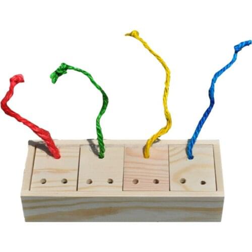 Bird Intelligence Toy Wooden Box Food Foraging Feeder Parrot Treat Training R7RC