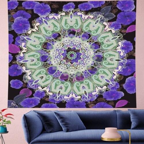 Indian Mandala Tapestry Wall Hanging purple macrame flower Throw Rug yoga Blanket Camping Tent Travel Mattress Sleeping Pad