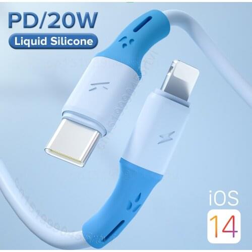 20W PD USB Type C Cable for iPhone 12 11 Pro Max Fast Charging Charger for MacBook iPad Pro Liquid Silicone USB C Data Wire Cord