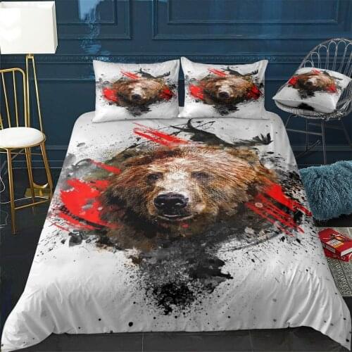 Bear Quilt Cover Pillowcase 3Piece Comforter Bedding Set With Pillow Case Single Double Duvet Cover Home Decora
