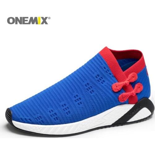 ONEMIX Chinese Style Running Shoes Men Mesh Air Breathable Athletic Trainer Women Sneakers Lace Up Comfortable Sports Shoes