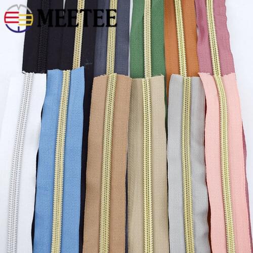 Meetee 4/8Meters 5# Nylon Coil Code Zippers Decor DIY Sewing Bags Purse Garment Zip Material Accessories Colorful Available
