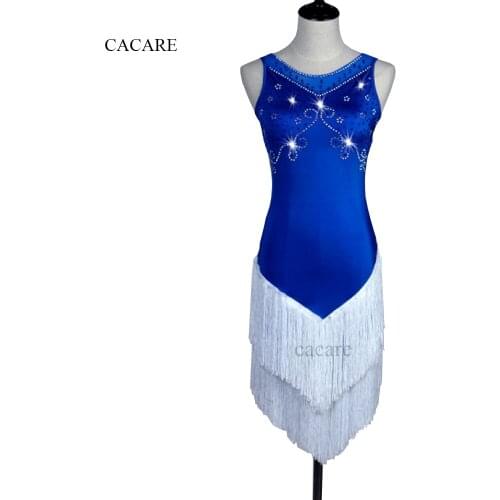 Latin Dance Dress Women Girls Latin Dance Competition Dresses Salsa Samba Costumes D0227 Shinning Rhinestones Mesh Back